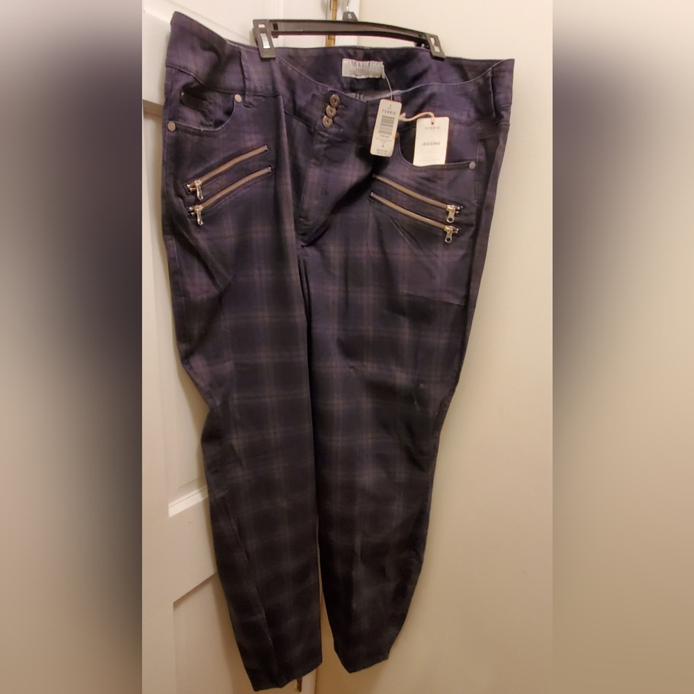 Torrid Dark Plaid Denim Pants